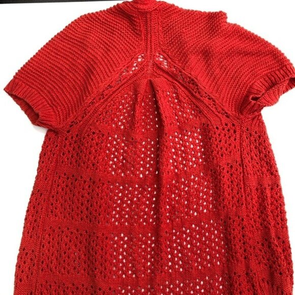 Guinevere Short Sleeve Open Front Knit Cardigan Sweater Orange Size XS Y2K - Picture 4 of 8